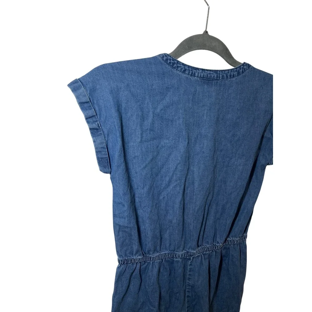 Cat & Jack Jumpsuit Denim Button Front Elastic Waist Casual Blue Girls L 10/12